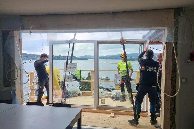 New terrace doors in place