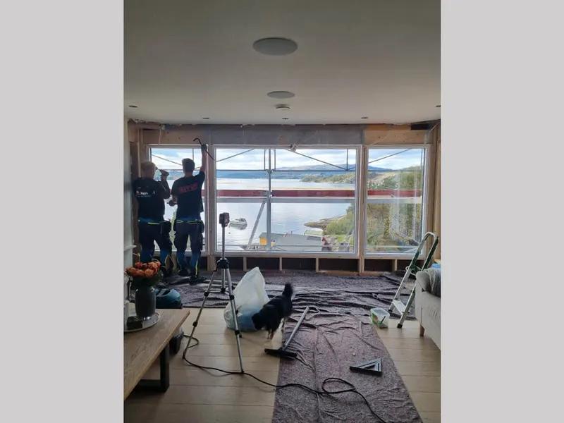 A new living-room window is lifted in