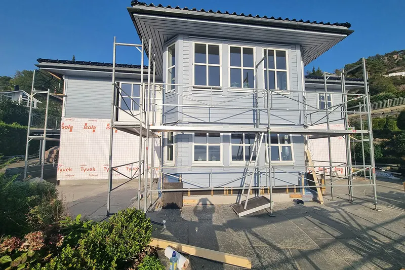 The old cladding is removed