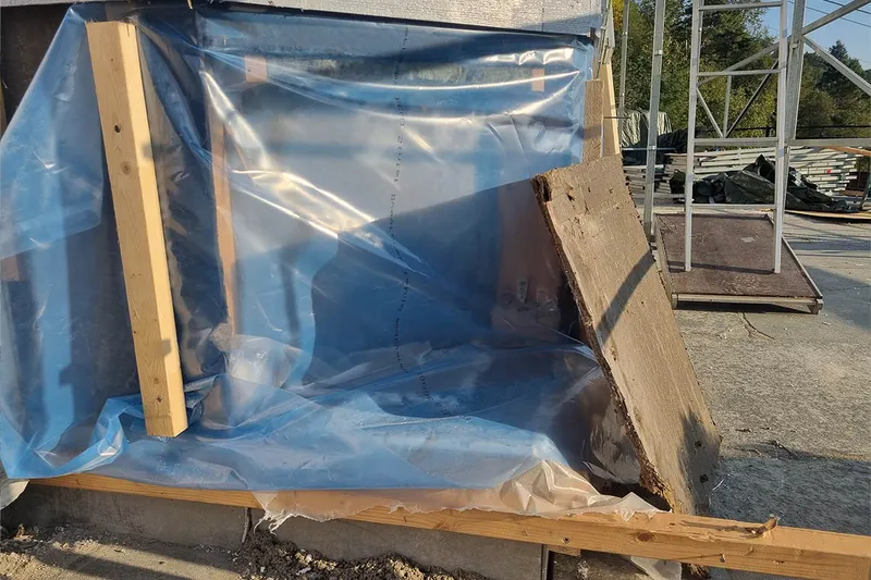 Squaring the angled bay of the house