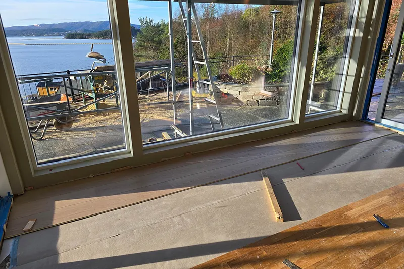 Laying the new floor on the lower floor