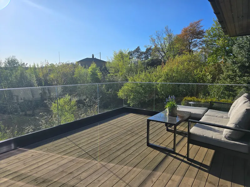 Terrace lounge with a view over the fjord