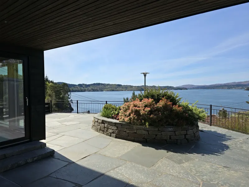 Flower bed and sea view